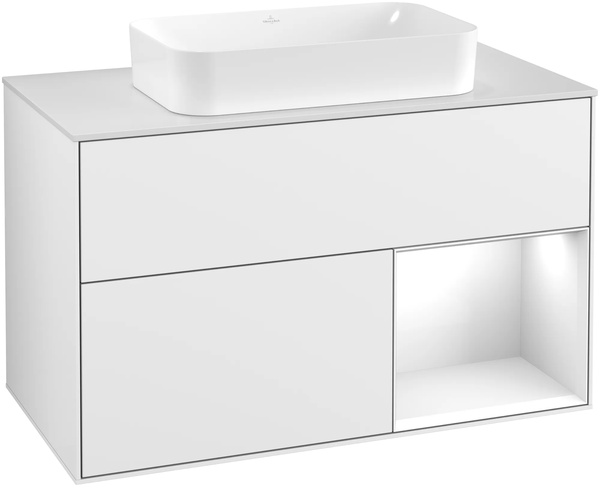 Villeroy & Boch Waschtischunterschrank „Finion“ für Schrankwaschtisch 1000 × 603 × 501 mm Glossy White Lacquer, für Becken mittig, mit Hahnlochbohrung