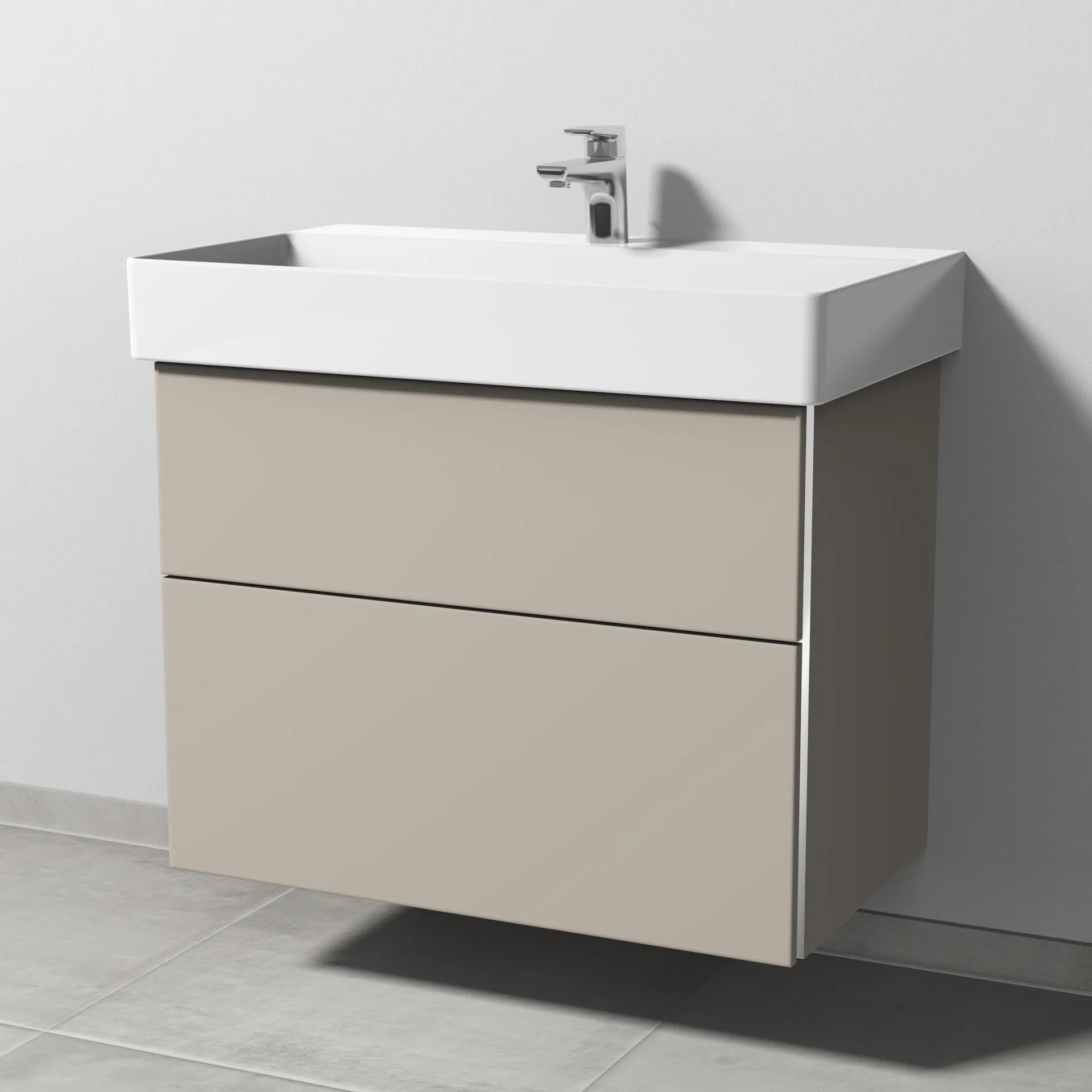 Sanipa Waschtischunterschrank „3way“ passend zu Keramik-Waschtische Dura Square von Duravit 750 × 588 × 447 mm in Kaschmir (matt)