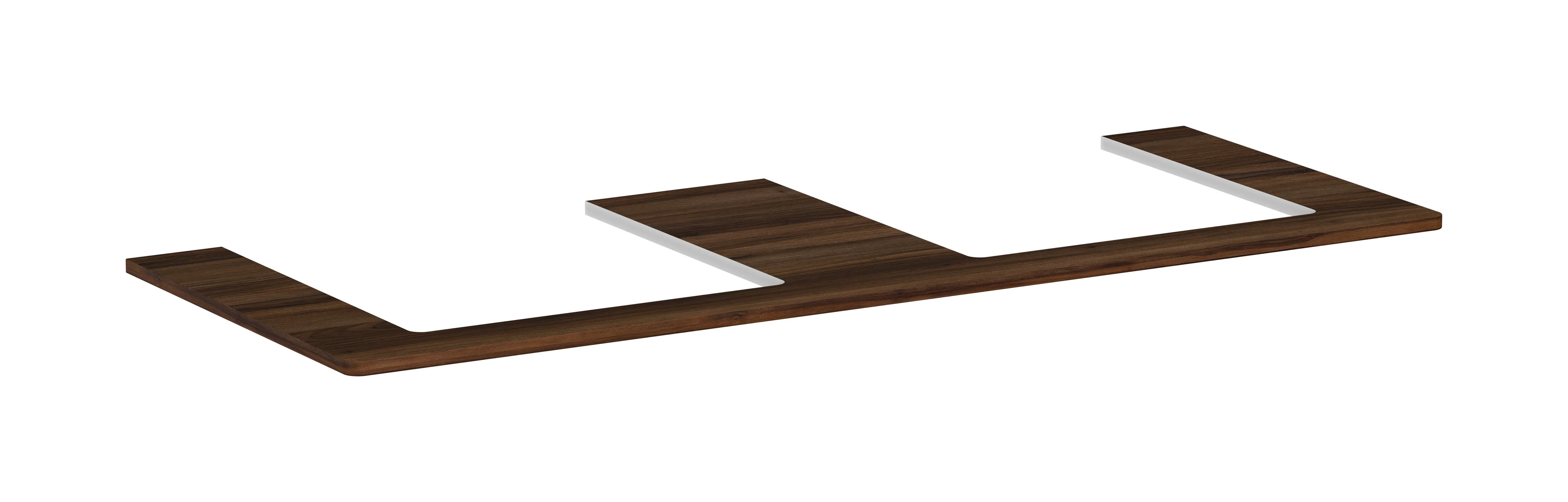 Hansgrohe Xelu Q Konsole, Nussbaum Dunkel, 1360x540 mm, 2 mittige Beckenausschnitte für Aufsatzwaschtisch geschliffen