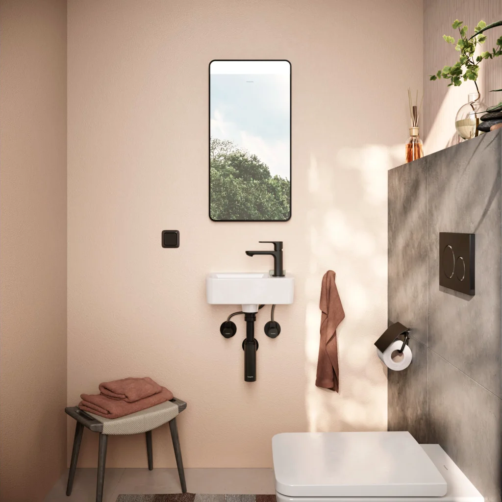 Hansgrohe Xarita Lite Q Spiegel mit horizontaler LED-Beleuchtung, Mattschwarz, Maße: 360 x 700 x 30 mm Hansgrohe Xarita Lite Q Spiegel mit horizontaler LED-Beleuchtung, Mattschwarz, Maße: 360 x 700 x 30 mm