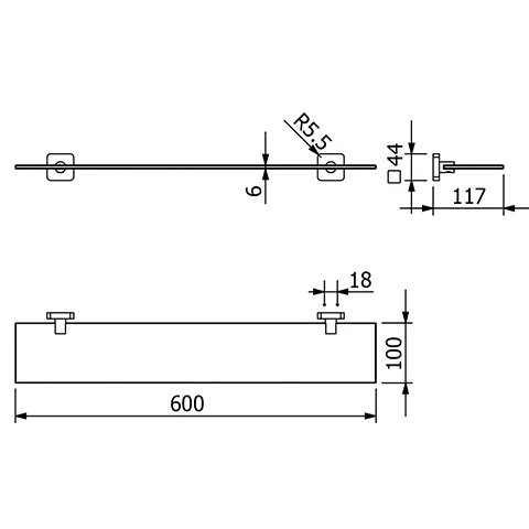 Kludi VELA S Glasablage Stainless Brushed Nickel PVD Kludi VELA S Glasablage Stainless Brushed Nickel PVD
