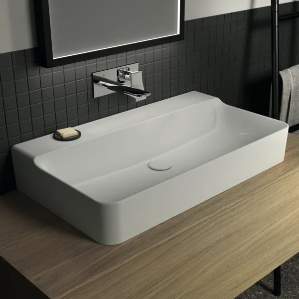 Waschbecken „Conca“ 80 × 45 × 14,5 cm in Weiß Waschbecken „Conca“ 80 × 45 × 14,5 cm in Weiß