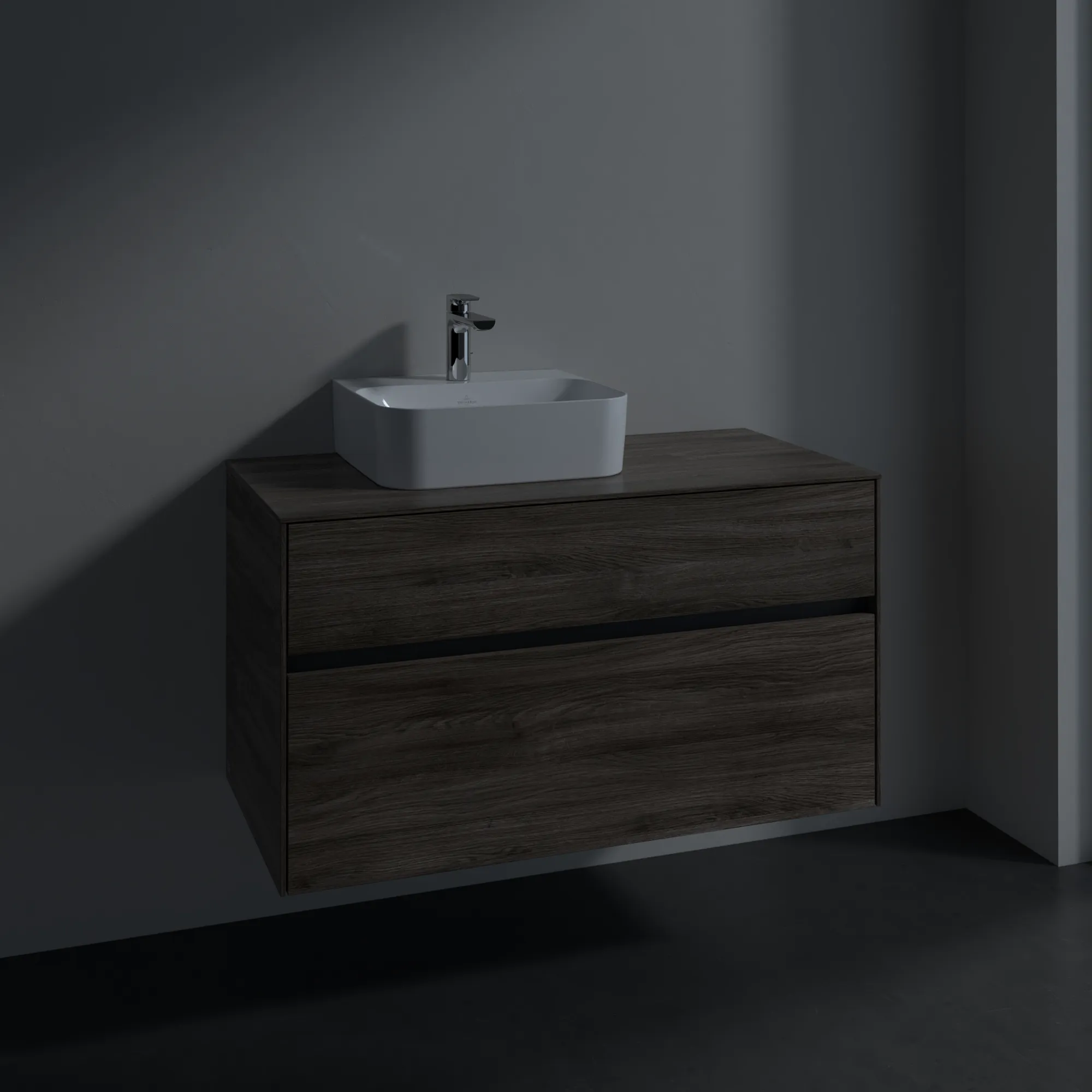 Villeroy & Boch Waschtischunterschrank „Collaro“ 1000 × 548 × 500 mm Stone Oak, ohne Beleuchtung, für Becken links