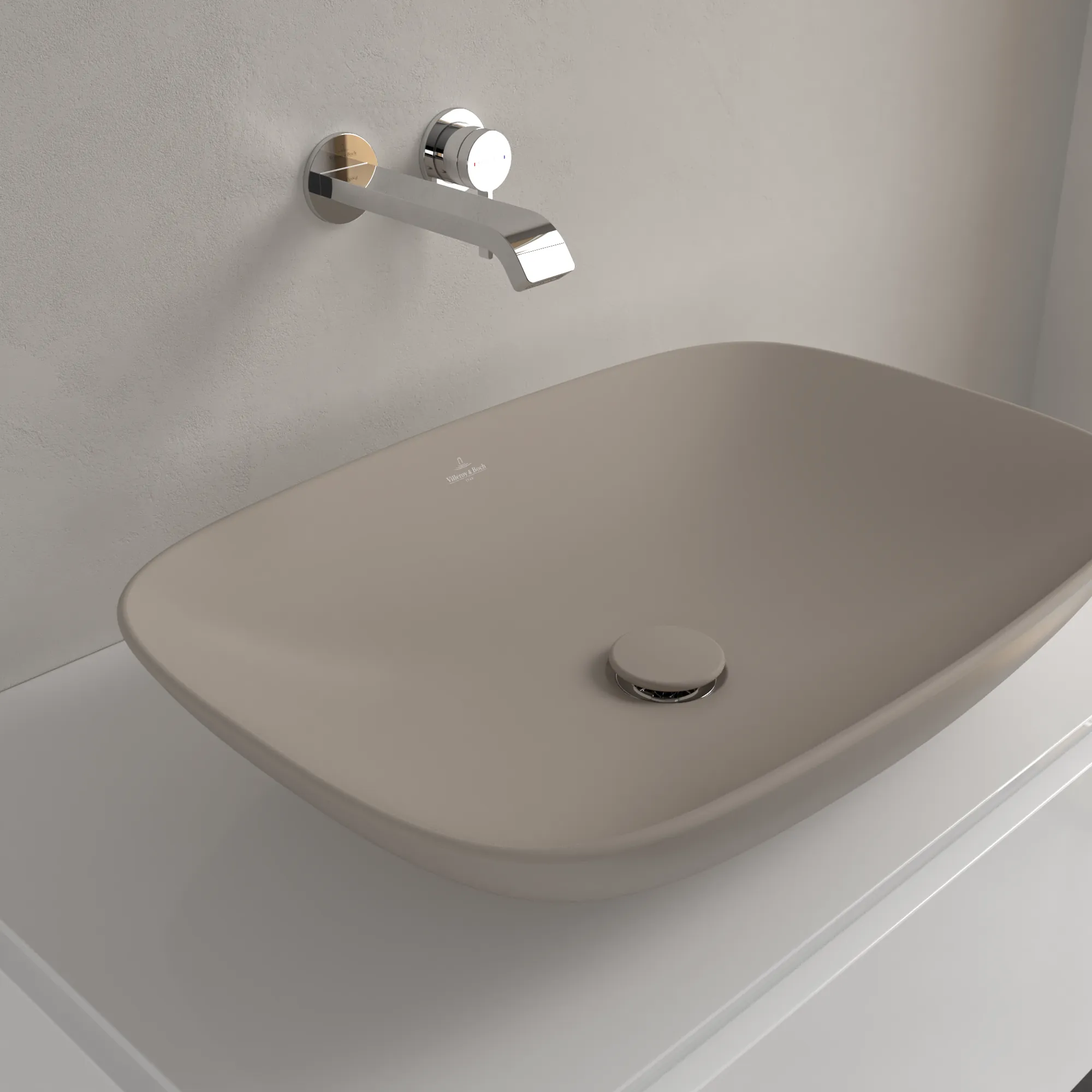 Villeroy & Boch Aufsatzwaschtisch aus TitanCeram „Loop & Friends“ 620 × 420 × 150 mm, ohne Hahnlochbohrung in Almond Villeroy & Boch Aufsatzwaschtisch aus TitanCeram „Loop & Friends“ 620 × 420 × 150 mm, ohne Hahnlochbohrung in Almond