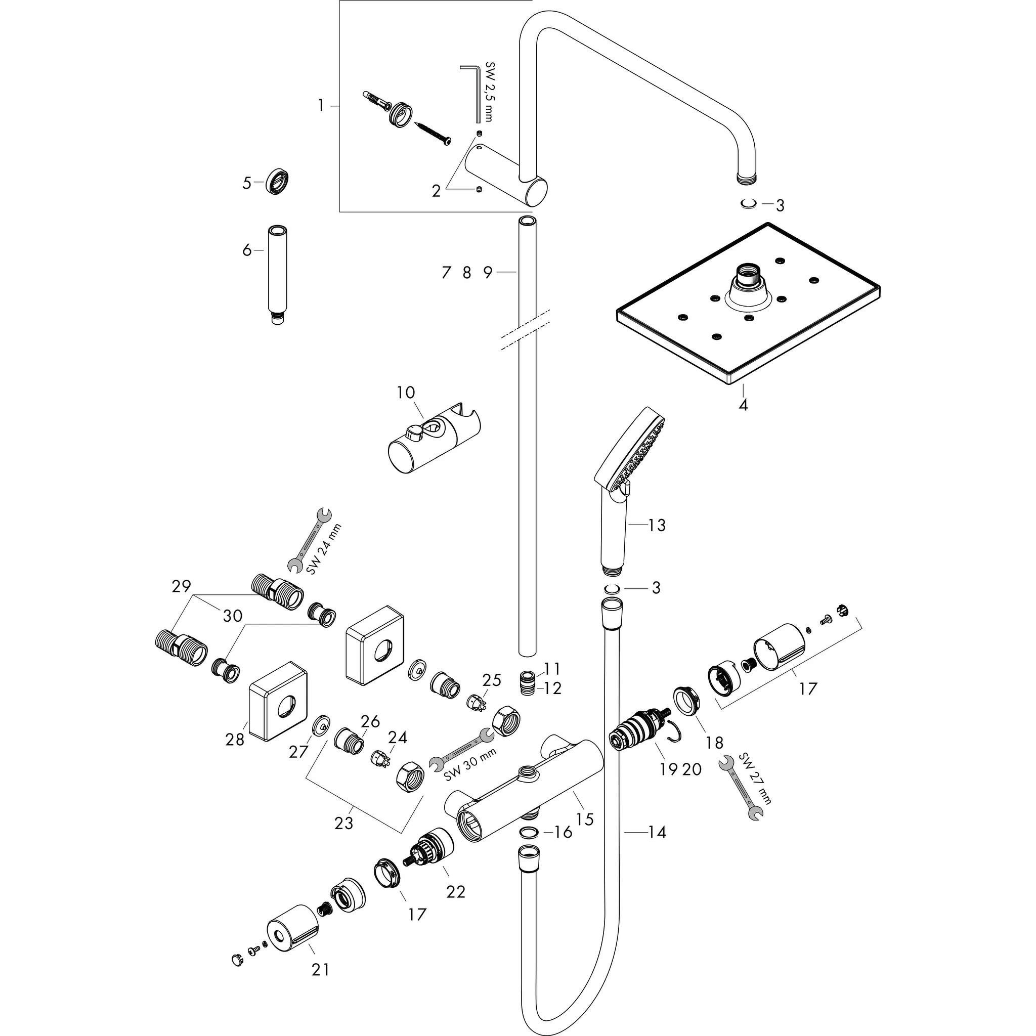 Hansgrohe Vernis Shape Showerpipe 230 1jet mit Thermostat, Chrom Hansgrohe Vernis Shape Showerpipe 230 1jet mit Thermostat, Chrom