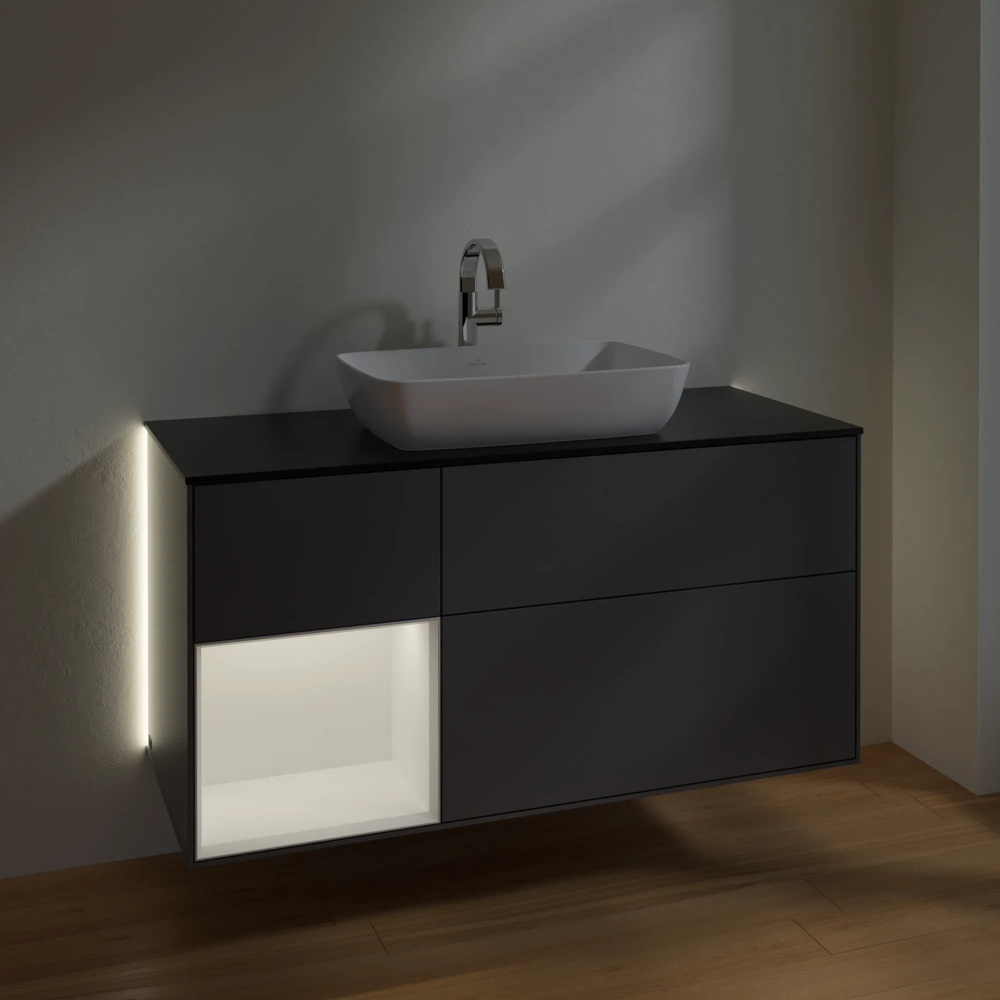 Villeroy & Boch Waschtischunterschrank „Finion“ für Schrankwaschtisch 1200 × 603 × 501 mm Anthracite Matt Lacquer, für Becken mittig
