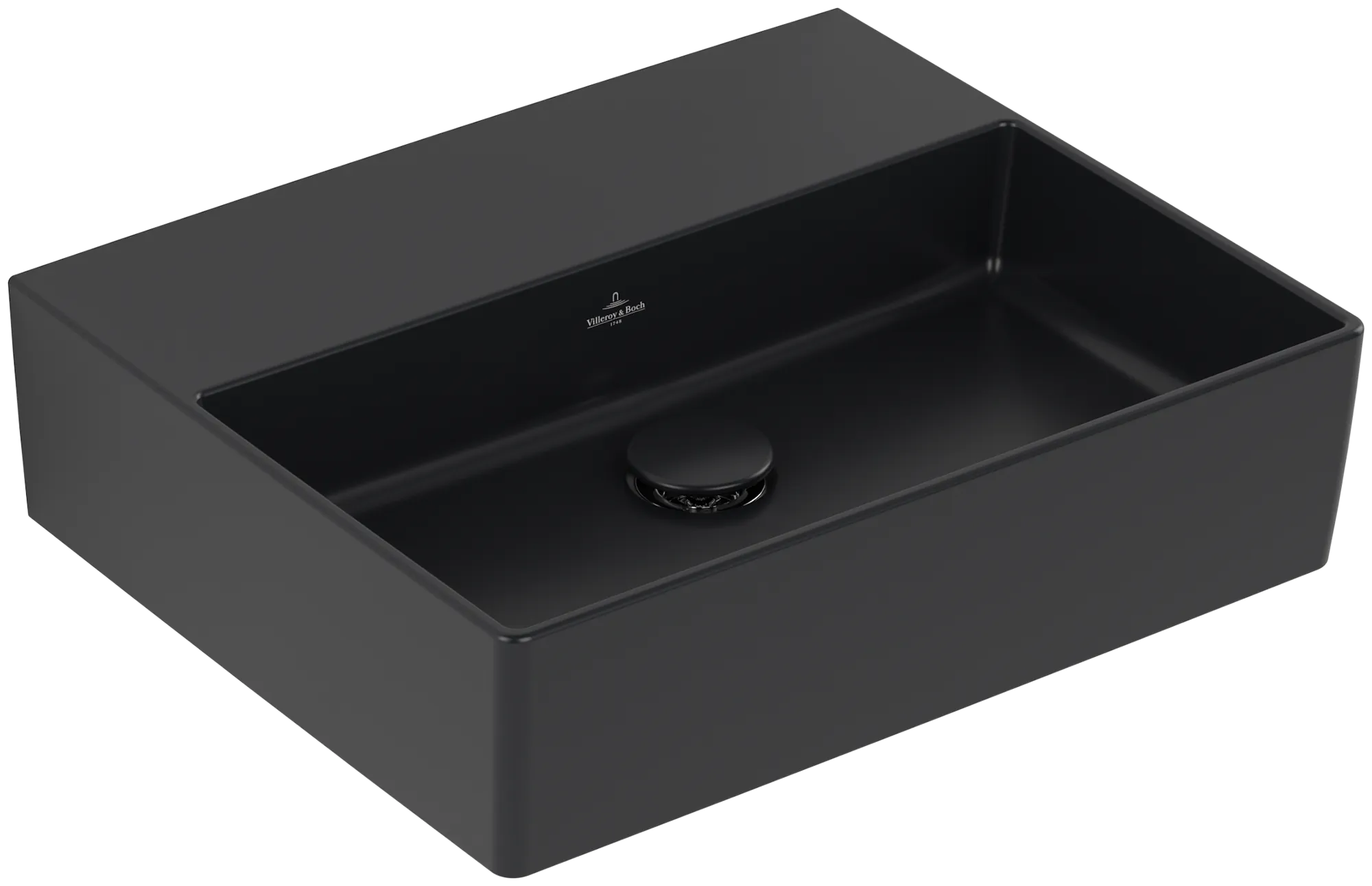 Villeroy & Boch Wandwaschtisch aus TitanCeram „Memento 2.0“ 500 × 420 × 140 mm, ohne Hahnlochbohrung in Pure Black
