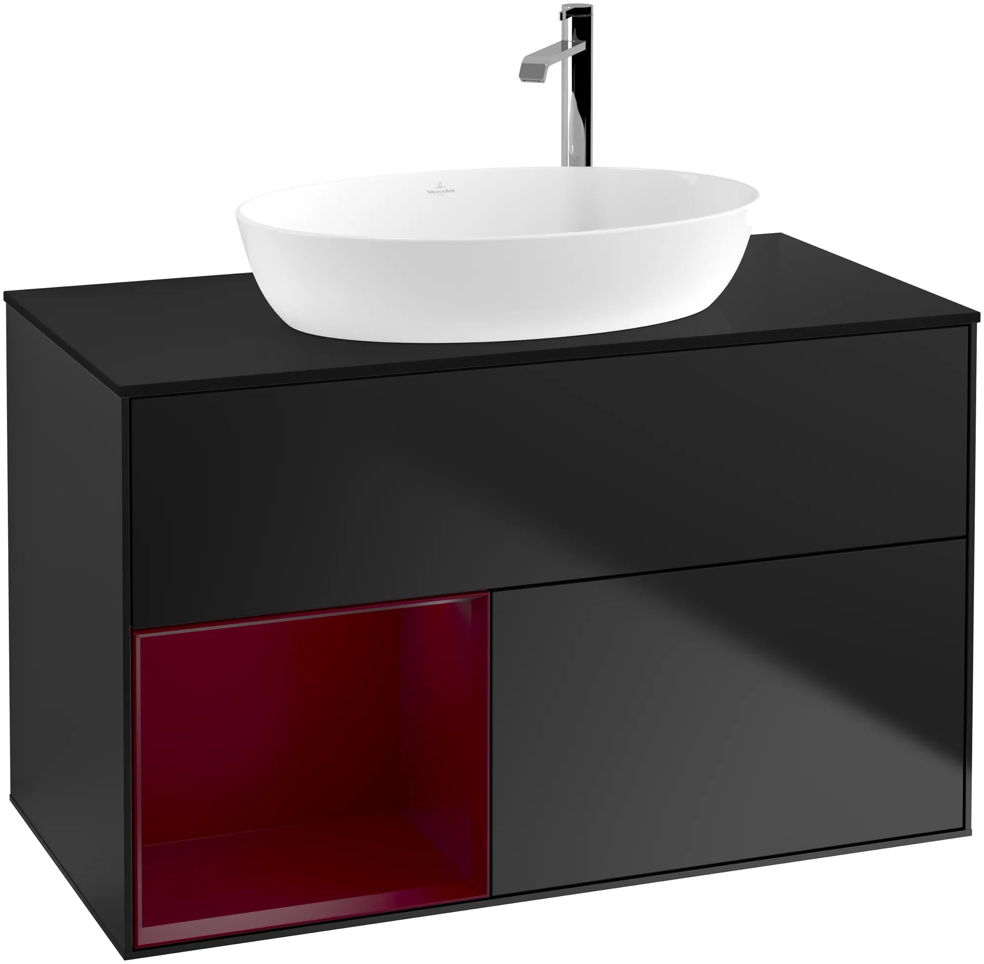 Villeroy & Boch Waschbeckenunterschrank Finion F89, 1000x603x501 mm, Black Matt Lacquer, mit Beleuchtung und Push-to-open Funktion Villeroy & Boch Waschbeckenunterschrank Finion F89, 1000x603x501 mm, Black Matt Lacquer, mit Beleuchtung und Push-to-open Funktion