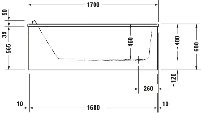 Duravit Whirlwanne „Starck“ rechteck 170 × 90 cm, Fußablauf