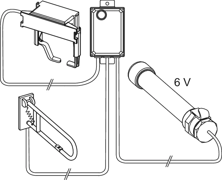 TECEplanus WC-Fernauslösung kabelgebund. Elektrotaster 6 V-Batterie