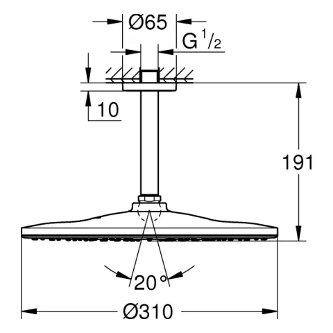 Kopfbrauseset Rainshower Mono 310 26559, Deckenauslass 142 mm, chrom Kopfbrauseset Rainshower Mono 310 26559, Deckenauslass 142 mm, chrom