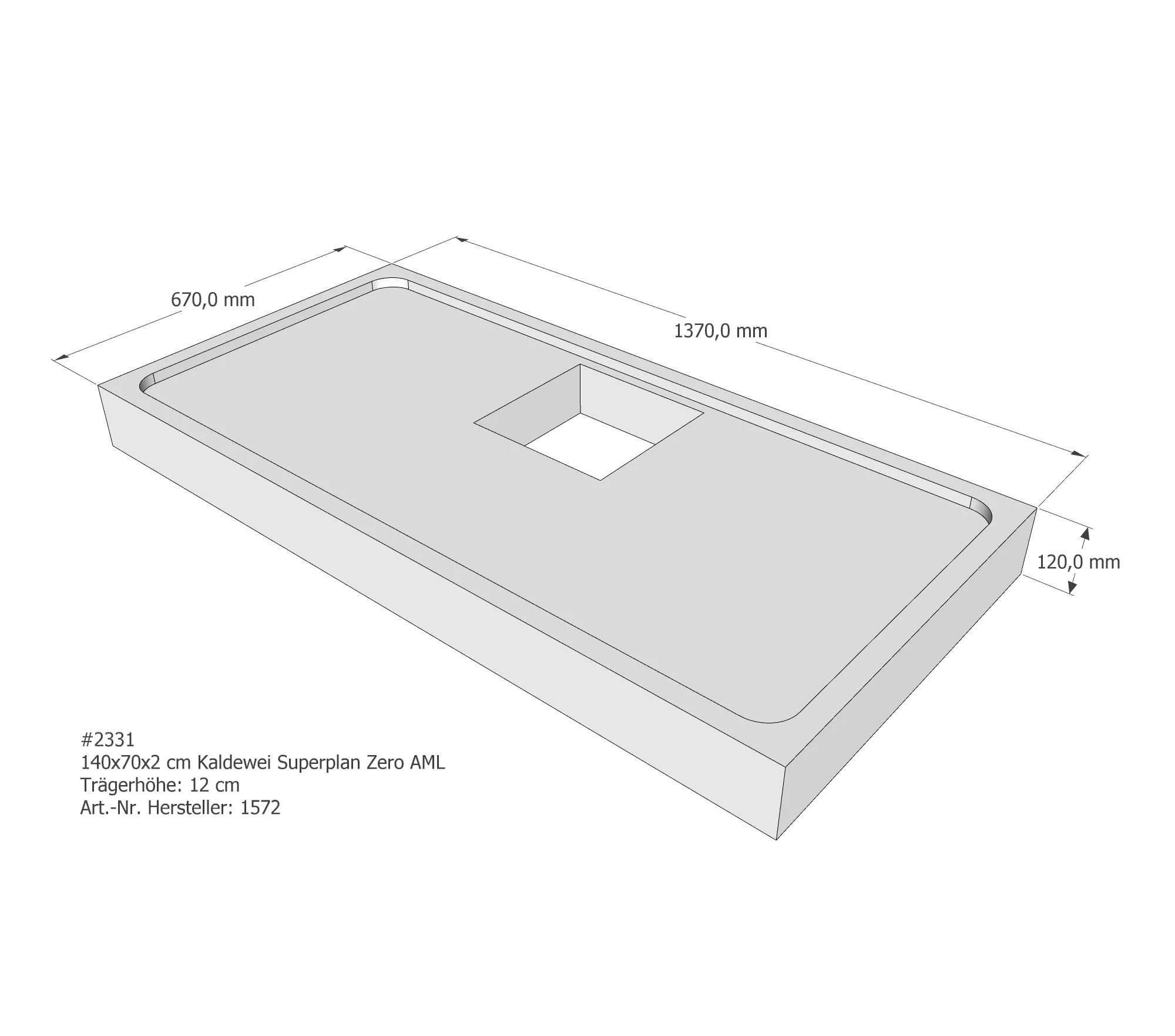 Duschwannenträger für Kaldewei Superplan Zero 140 × 70 × 2 cm Duschwannenträger für Kaldewei Superplan Zero 140 × 70 × 2 cm