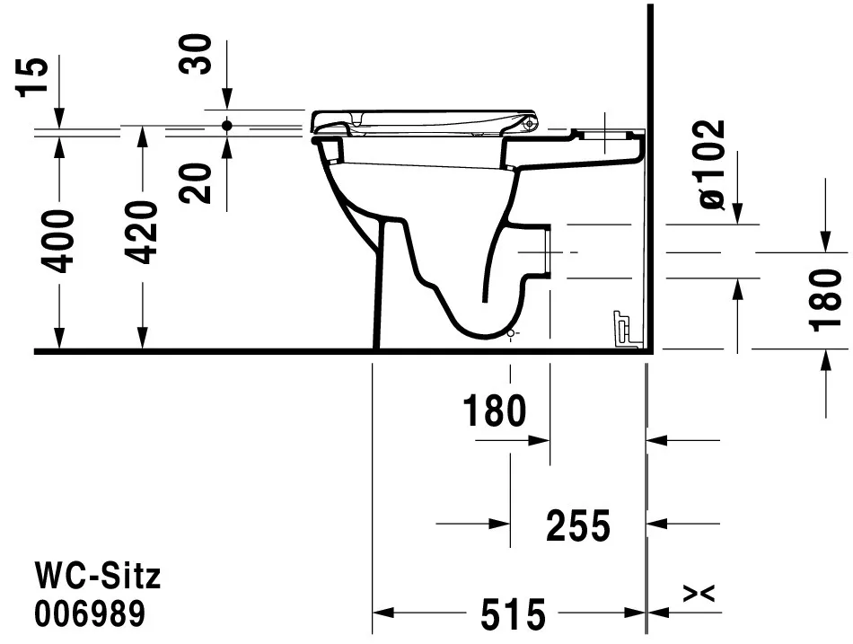 Stand-WC Kombi Darling New 630 mm Tiefspüler,f.SPK,Abg.Vario,weiß,HYG