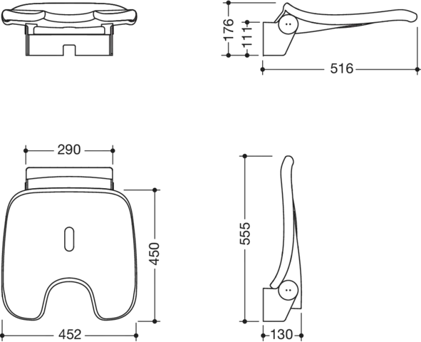 Klappsitz „Serie 802 LifeSystem“ in Anthrazit glänzend / Anthrazit matt Klappsitz „Serie 802 LifeSystem“ in Anthrazit glänzend / Anthrazit matt
