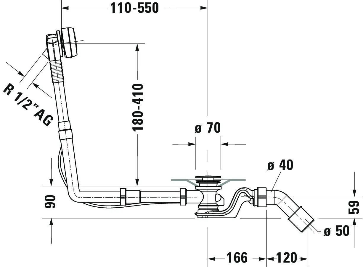 Duravit Ab- und Überlaufgarnitur für Badewannen mit Zulauf Modell 792217 Duravit Ab- und Überlaufgarnitur für Badewannen mit Zulauf Modell 792217