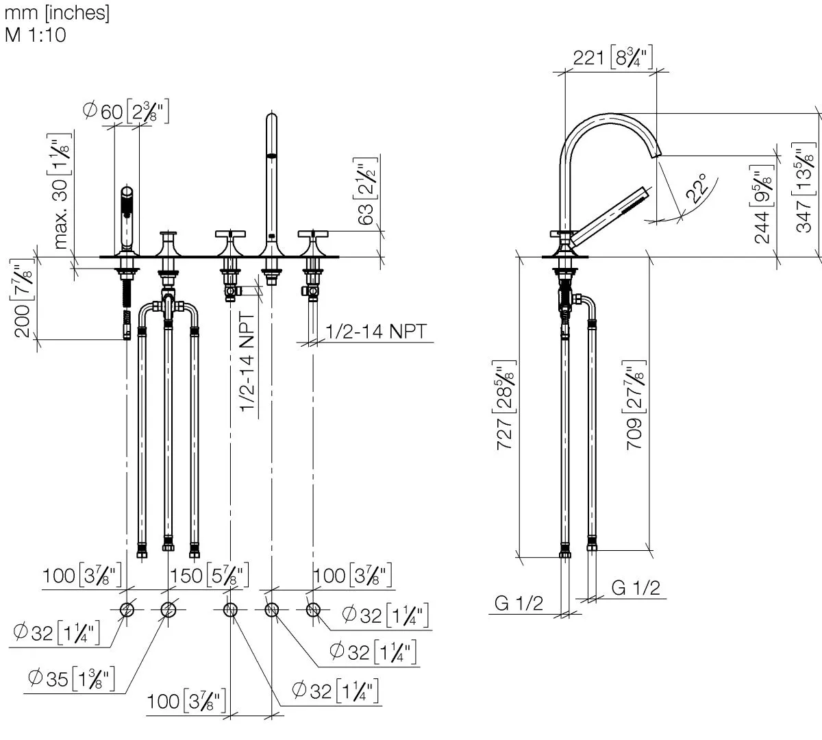 Dornbracht VAIA Wannen-Fünflochbatterie für Wannenrandmontage mit Umstellung - Chrom Dornbracht VAIA Wannen-Fünflochbatterie für Wannenrandmontage mit Umstellung - Chrom