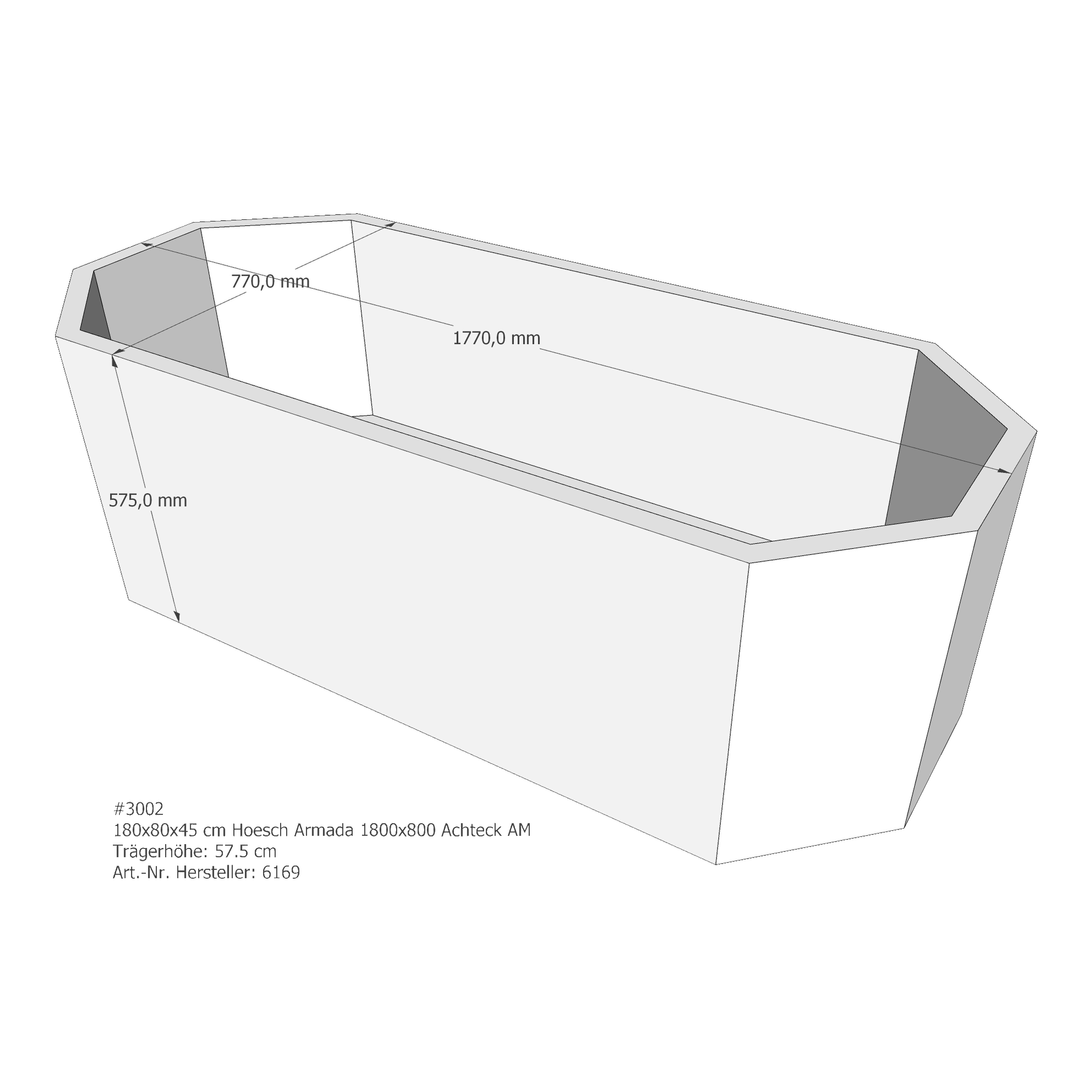 Badewannenträger für Hoesch Armada 1800x800 180 × 80 × 45 cm
