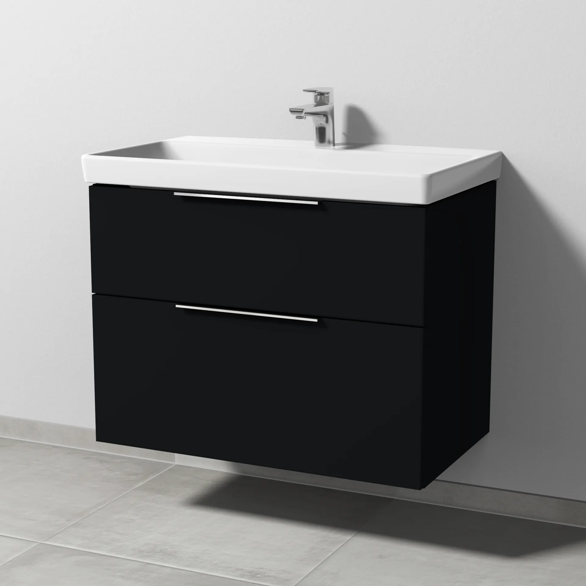 Sanipa Waschtischunterschrank „3way“ passend zu Keramik-Waschtische Avento von Villeroy & Boch 776 × 580 × 452 mm in Schwarz (matt)