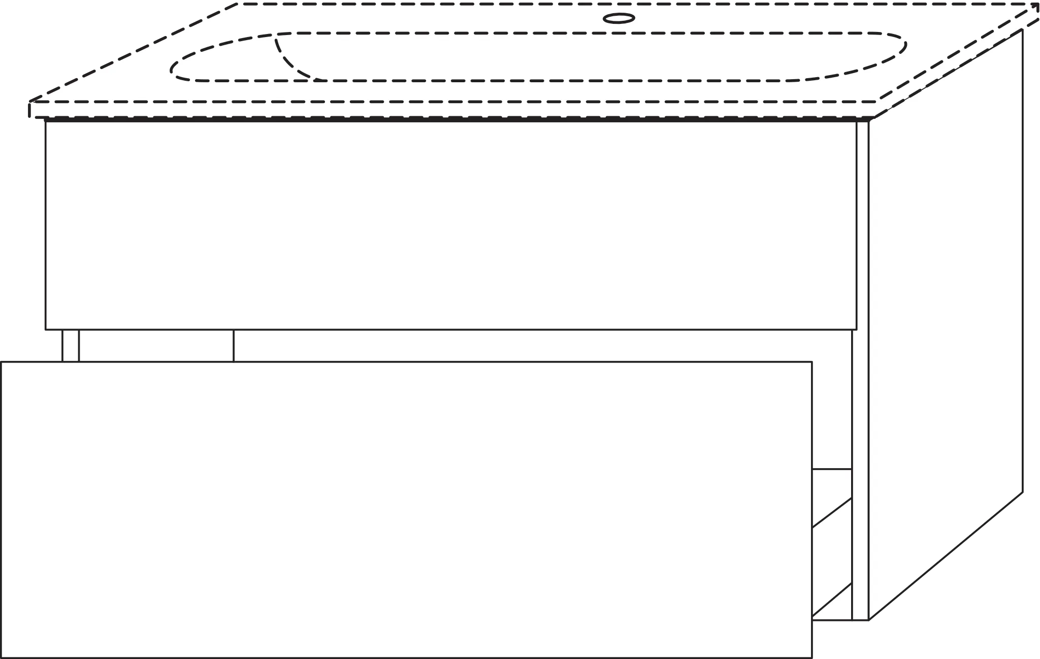 Waschtischunterbau mit Auszügen 3way (SF412) 582x880x467 Schwarz-Matt