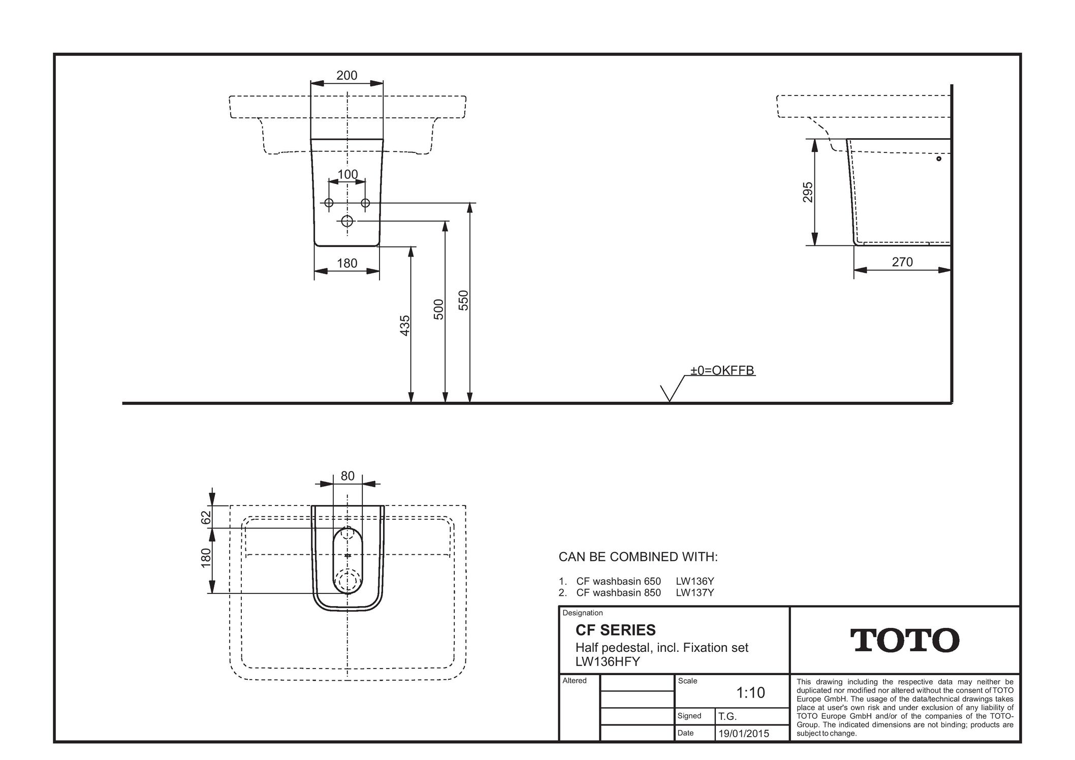 Toto Halbsäule „CF“ 200 × 295 × 290 mm in weiß Toto Halbsäule „CF“ 200 × 295 × 290 mm in weiß