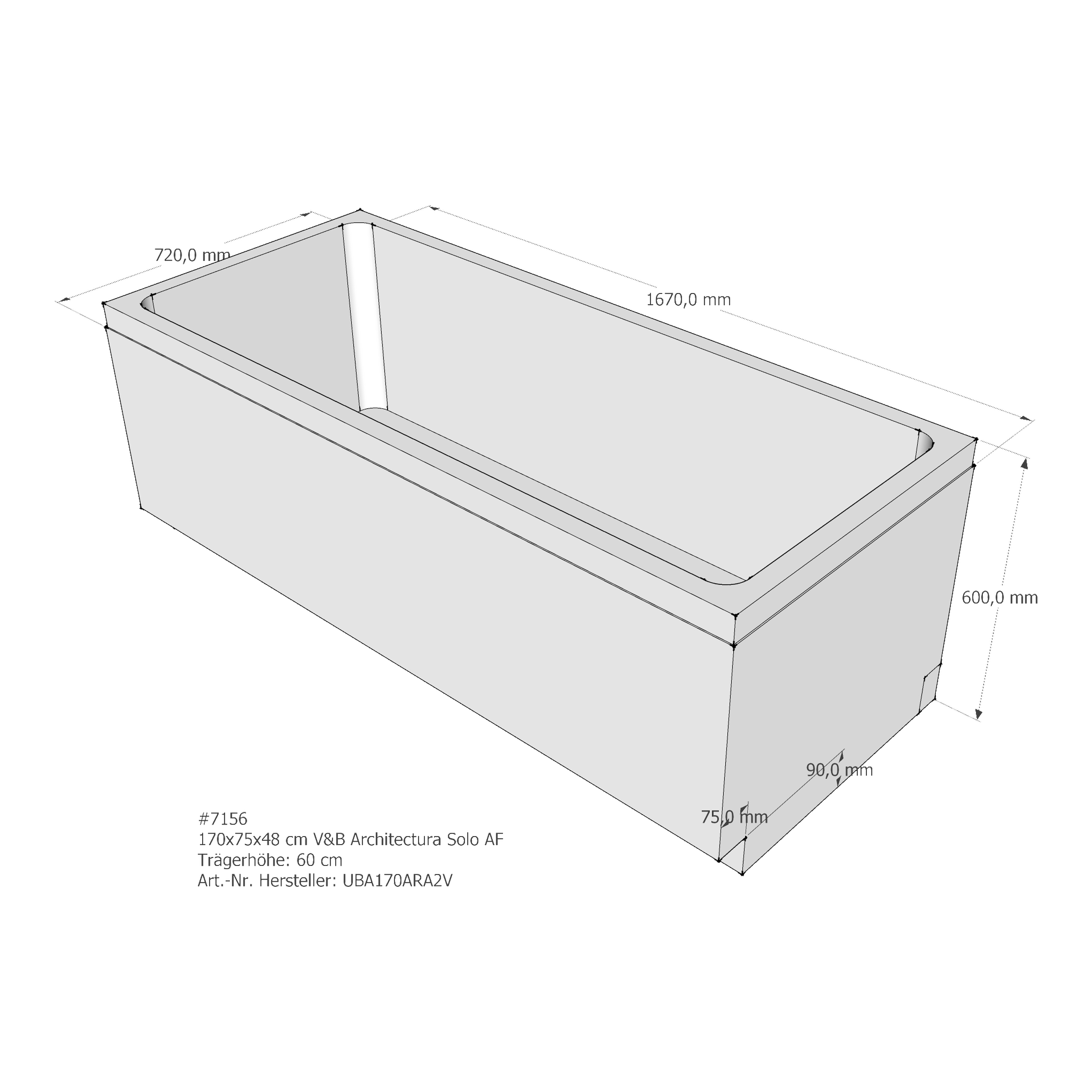Badewannenträger für Villeroy & Boch Architectura (Omnia) 170 × 75 × 48 cm