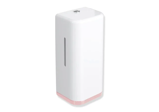 HEWI SENSORIC Elektronischer Seifenspender Serie 477, Korpus Signalweiß, Rahmen rosa, Füllmenge 500 ml, Breite 134 mm, Höhe 278 mm, Tiefe 106 mm