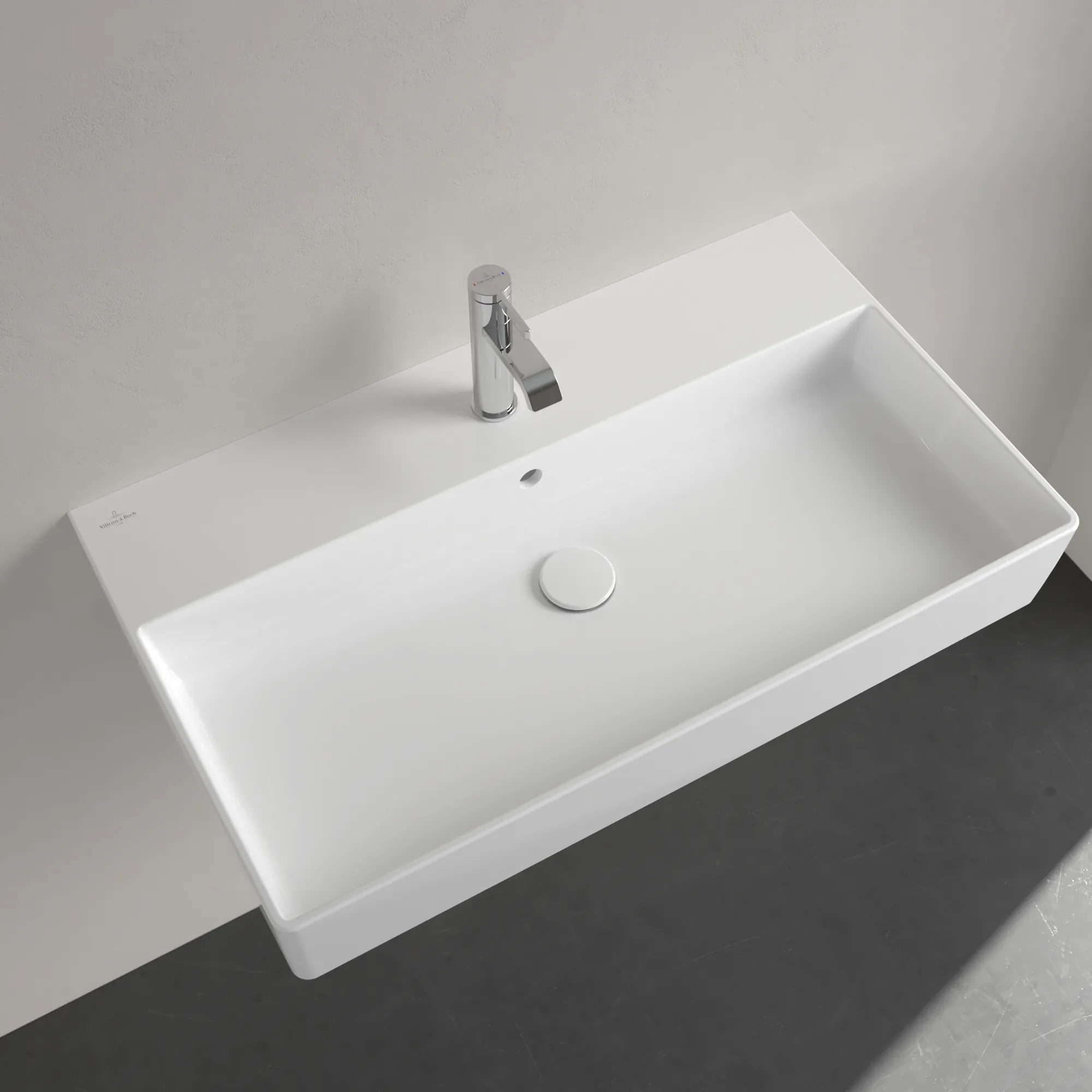 Villeroy & Boch Wandwaschtisch aus TitanCeram geschliffen „Memento 2.0“ 800 × 470 × 140 mm, mit Hahnlochbohrung, Hahnlochposition mittig in Weiß Alpin Villeroy & Boch Wandwaschtisch aus TitanCeram geschliffen „Memento 2.0“ 800 × 470 × 140 mm, mit Hahnlochbohrung, Hahnlochposition mittig in Weiß Alpin