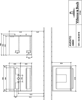 Villeroy & Boch Waschtischunterschrank „Avento“ für Schrankwaschtisch 58 × 51,4 × 45,2 cm, Soft Closing