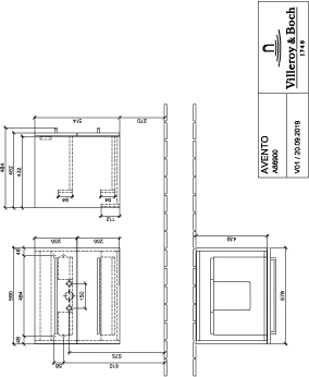 Villeroy & Boch Waschtischunterschrank „Avento“ für Schrankwaschtisch 58 × 51,4 × 45,2 × 45,2 cm Graphite, Soft Closing