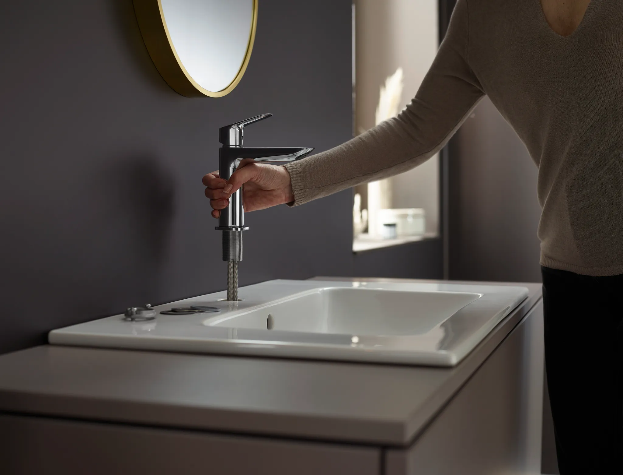 Hansgrohe Logis Einhebel-Waschtischmischer 110 Fine mit Push-Open Ablaufgarnitur, Chrom