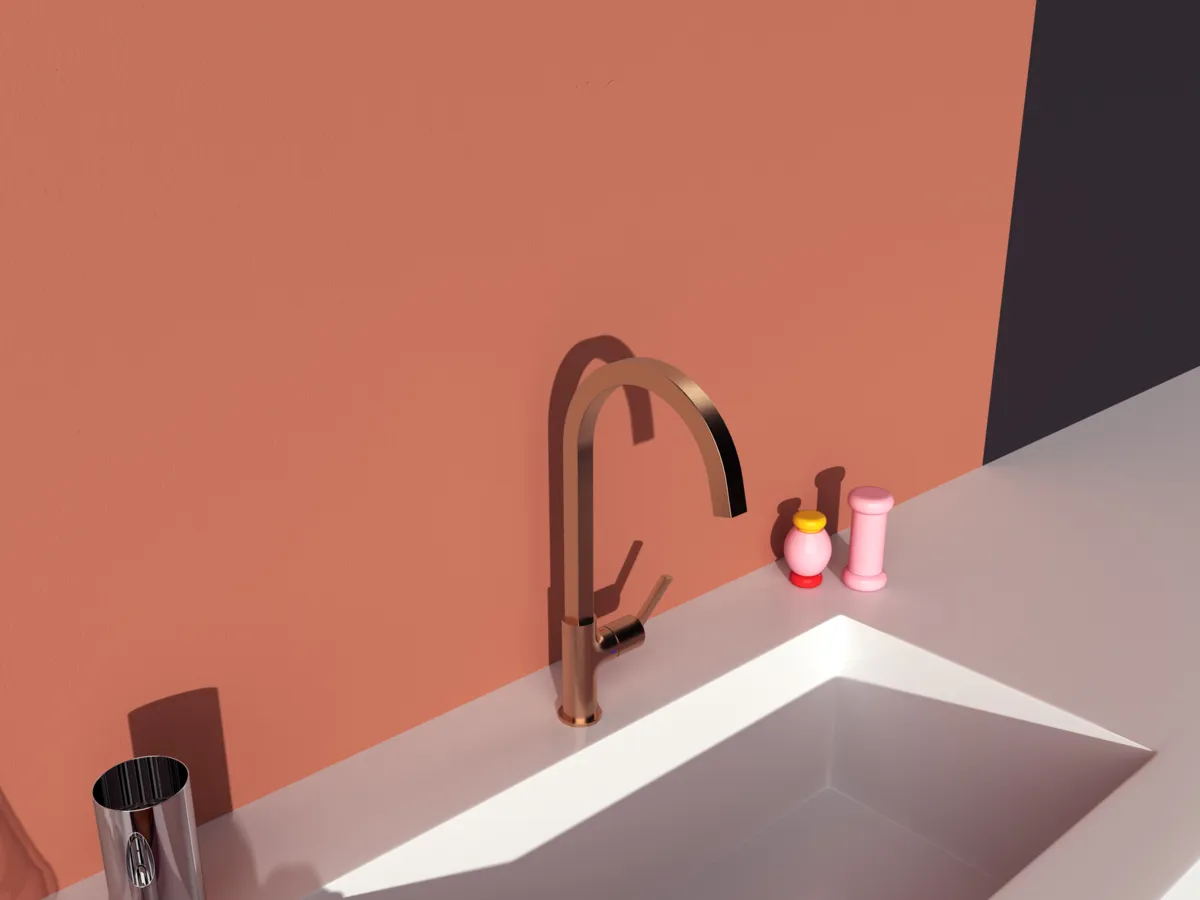 Küchenarmatur Gusto Ausladung 204mm eckiger Auslauf Brushed Gold Küchenarmatur Gusto Ausladung 204mm eckiger Auslauf Brushed Gold