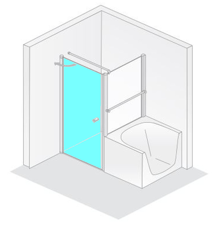 HSK teilgerahmte Drehtür „Exklusiv“ für Seitenwand Glas Grau, Profile Chromoptik (Alu Hochglanz poliert), B: 750 mm H: 2000 mm HSK teilgerahmte Drehtür „Exklusiv“ für Seitenwand Glas Grau, Profile Chromoptik (Alu Hochglanz poliert), B: 750 mm H: 2000 mm