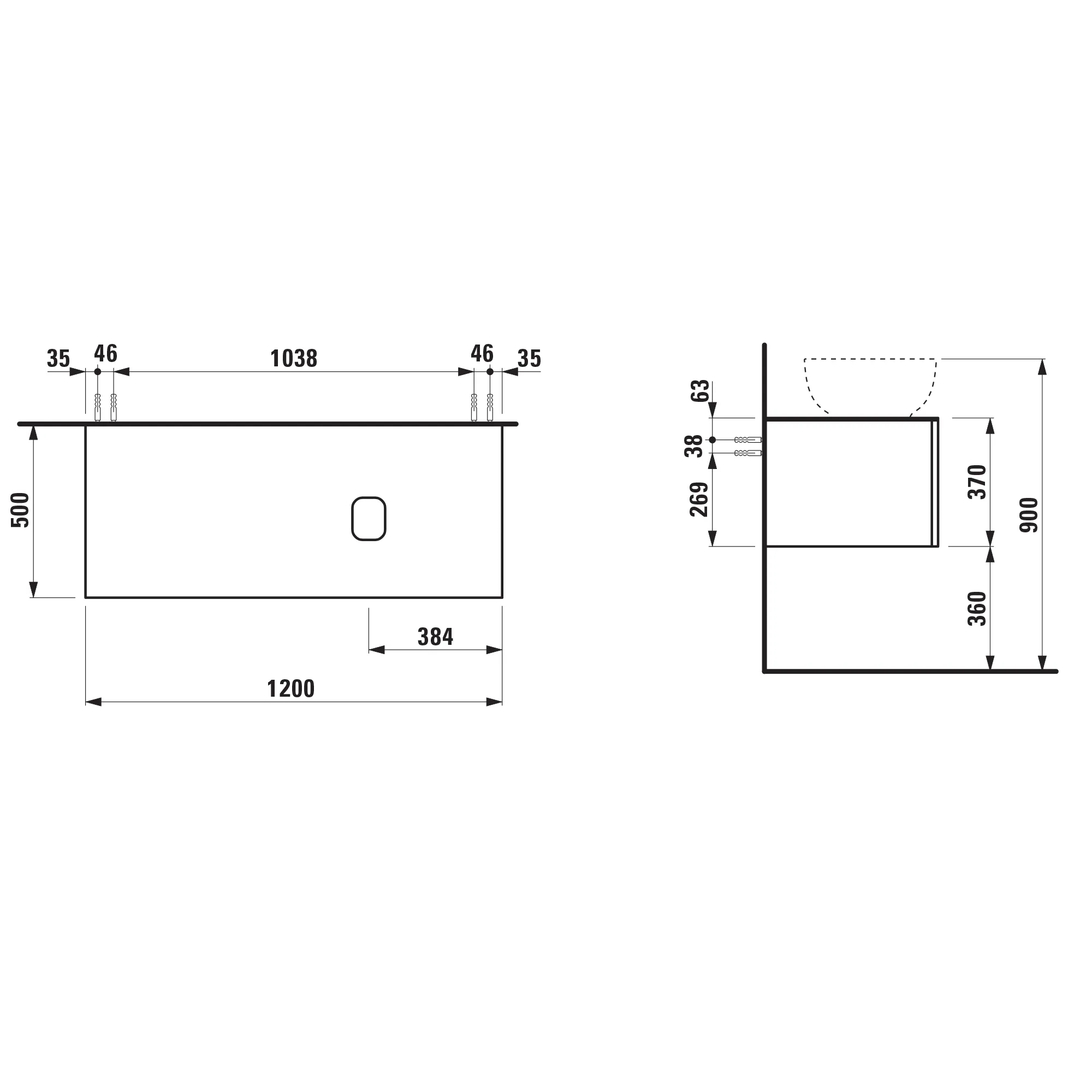 Laufen Schubladenelement „Ilbagnoalessi“ 1200 × 370 × 500 mm Perlbeige, ohne Hahnlochbohrung, rechts