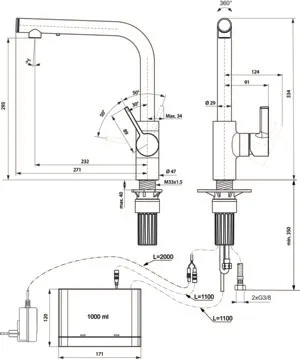 Ideal Standard Einhand-Küchenarmatur „Gusto“ Ausladung 232 mm