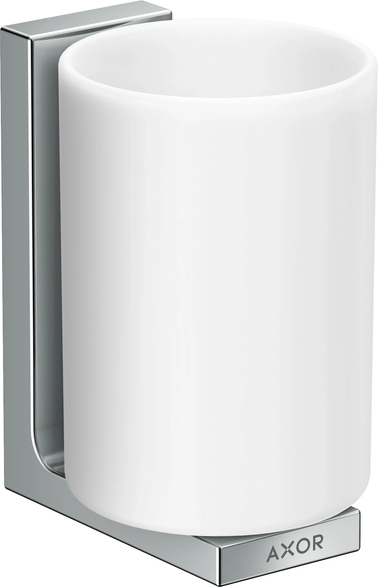 Hansgrohe AXOR Universal Rectangular Zahnputzbecher, Chrom, Wandmontage, Metall/Glas, Bohrabstand 35 mm, Bohrloch Ø 6 mm Hansgrohe AXOR Universal Rectangular Zahnputzbecher, Chrom, Wandmontage, Metall/Glas, Bohrabstand 35 mm, Bohrloch Ø 6 mm