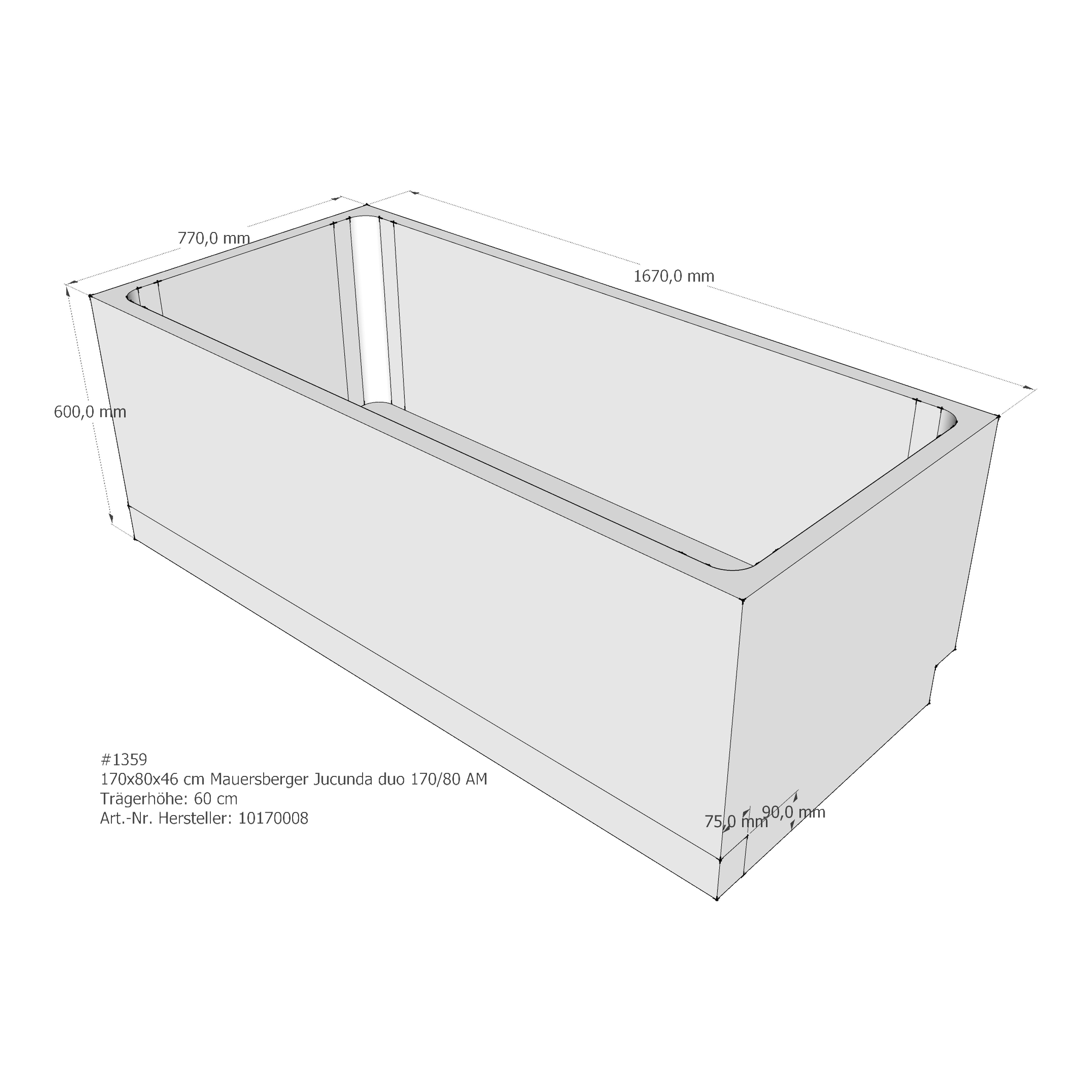 Badewannenträger für Mauersberger Jucunda 170/80 duo 170 × 80 × 46,5 cm Badewannenträger für Mauersberger Jucunda 170/80 duo 170 × 80 × 46,5 cm