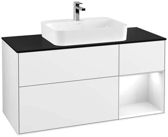 Villeroy & Boch Waschtischunterschrank „Finion“ für Schrankwaschtisch 120 × 60,3 × 50,1 cm 3 Schubladen, für Waschtischposition mittig, inkl. Beleuchtung mittig