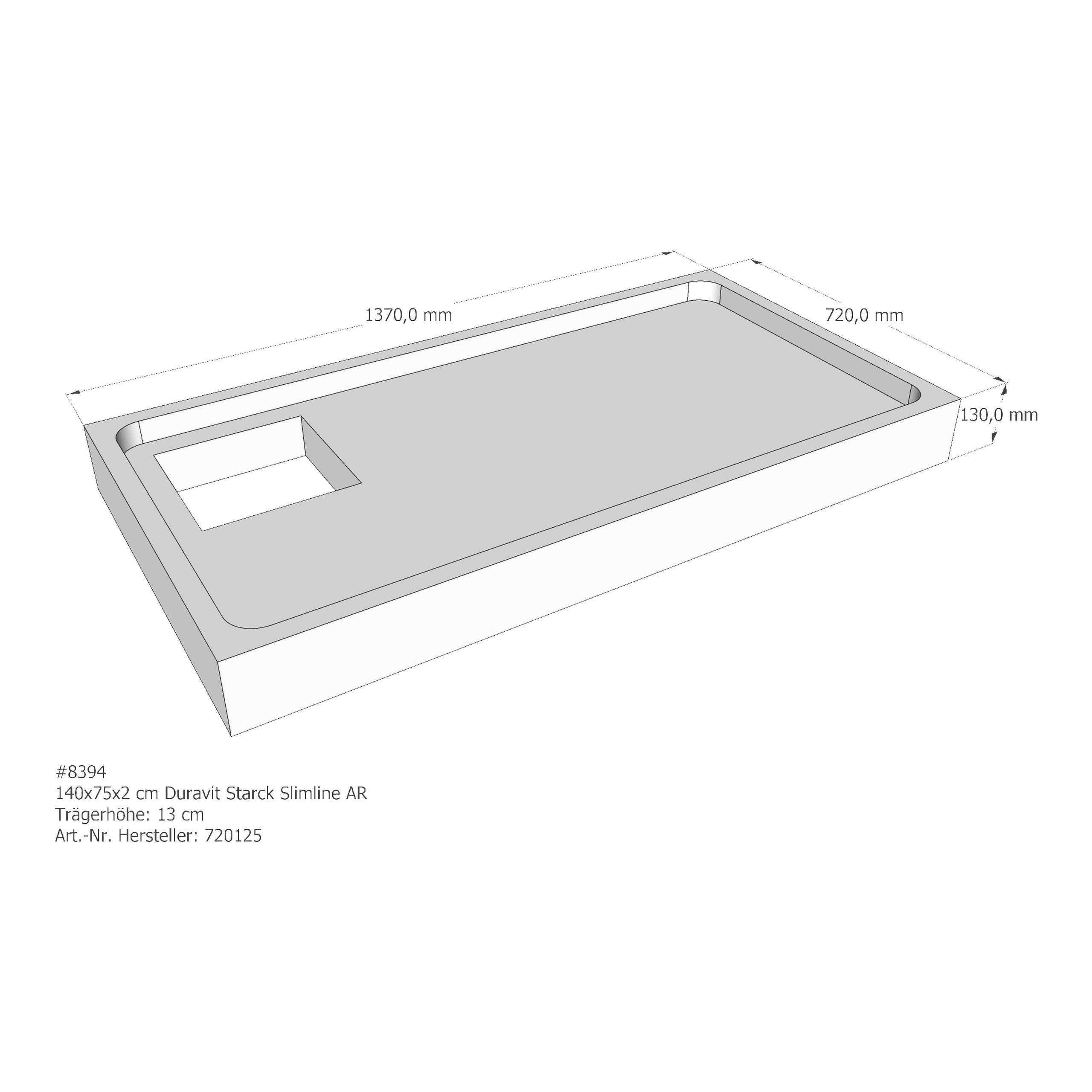 Duschwannenträger für Duravit Starck Slimline 140 × 75 × 2 cm Duschwannenträger für Duravit Starck Slimline 140 × 75 × 2 cm