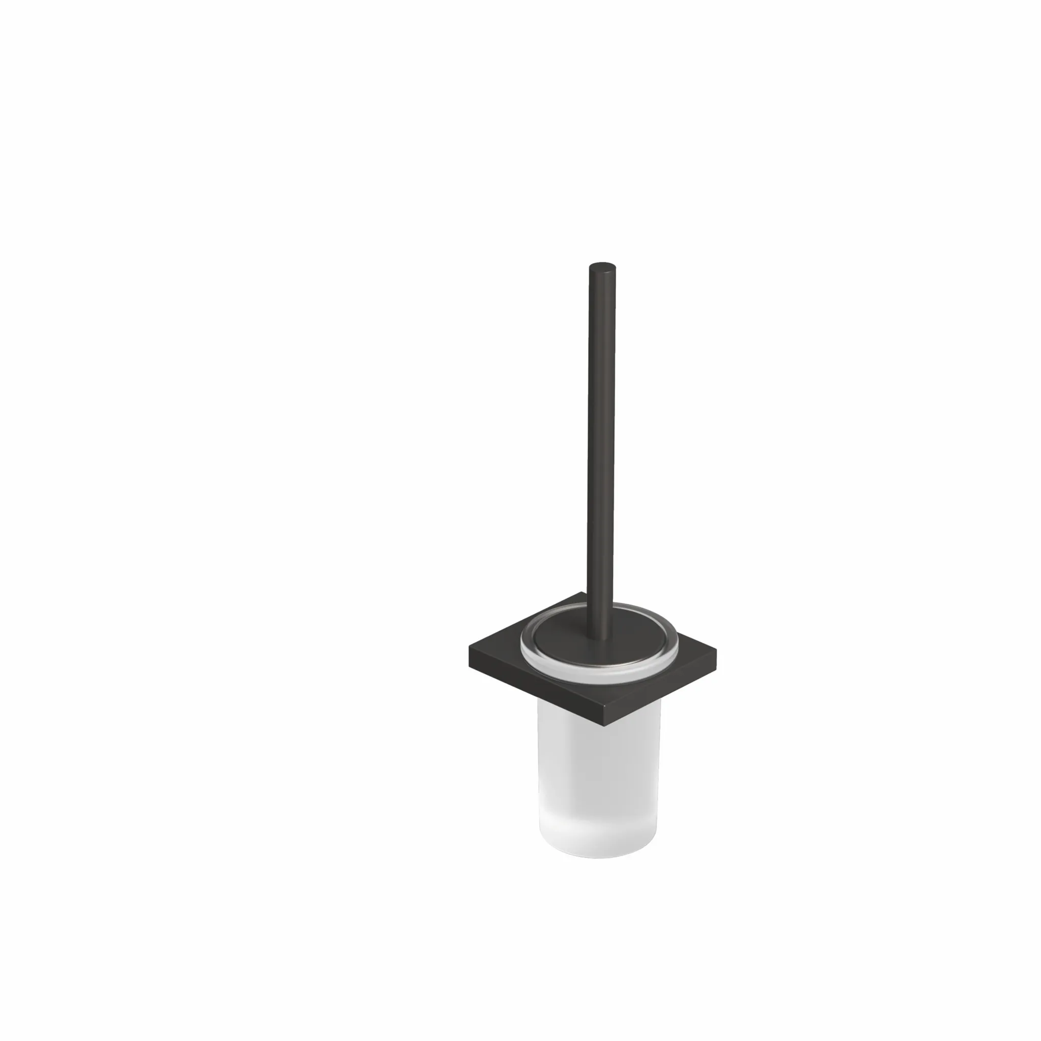 Kludi-VELA C Toilettenbürstengarnitur Brushed Gunmetal – Wandmontage mit WC-Bürste und satiniertem Glasbehälter