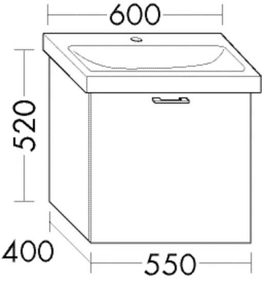 Waschtischunterschrank Sys30 von burgbad - 400x550x520 mm, 1 Auszug, Tiefe 260 mm Waschtischunterschrank Sys30 von burgbad - 400x550x520 mm, 1 Auszug, Tiefe 260 mm
