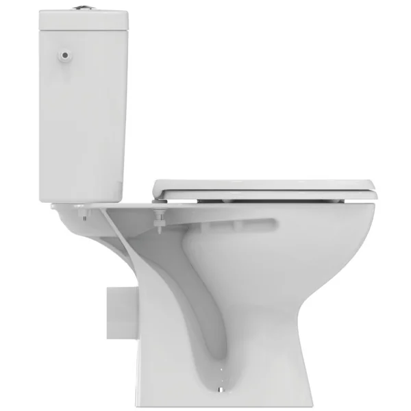 Ideal Standard Eurovit Standtiefspül-WC mit Spülkasten, seitlichem Zulauf und WC-Sitz in Weiß