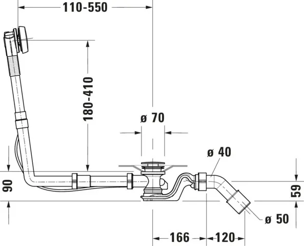 Duravit Ab- und Überlaufgarnitur für Badewannen Modell 792216 Duravit Ab- und Überlaufgarnitur für Badewannen Modell 792216