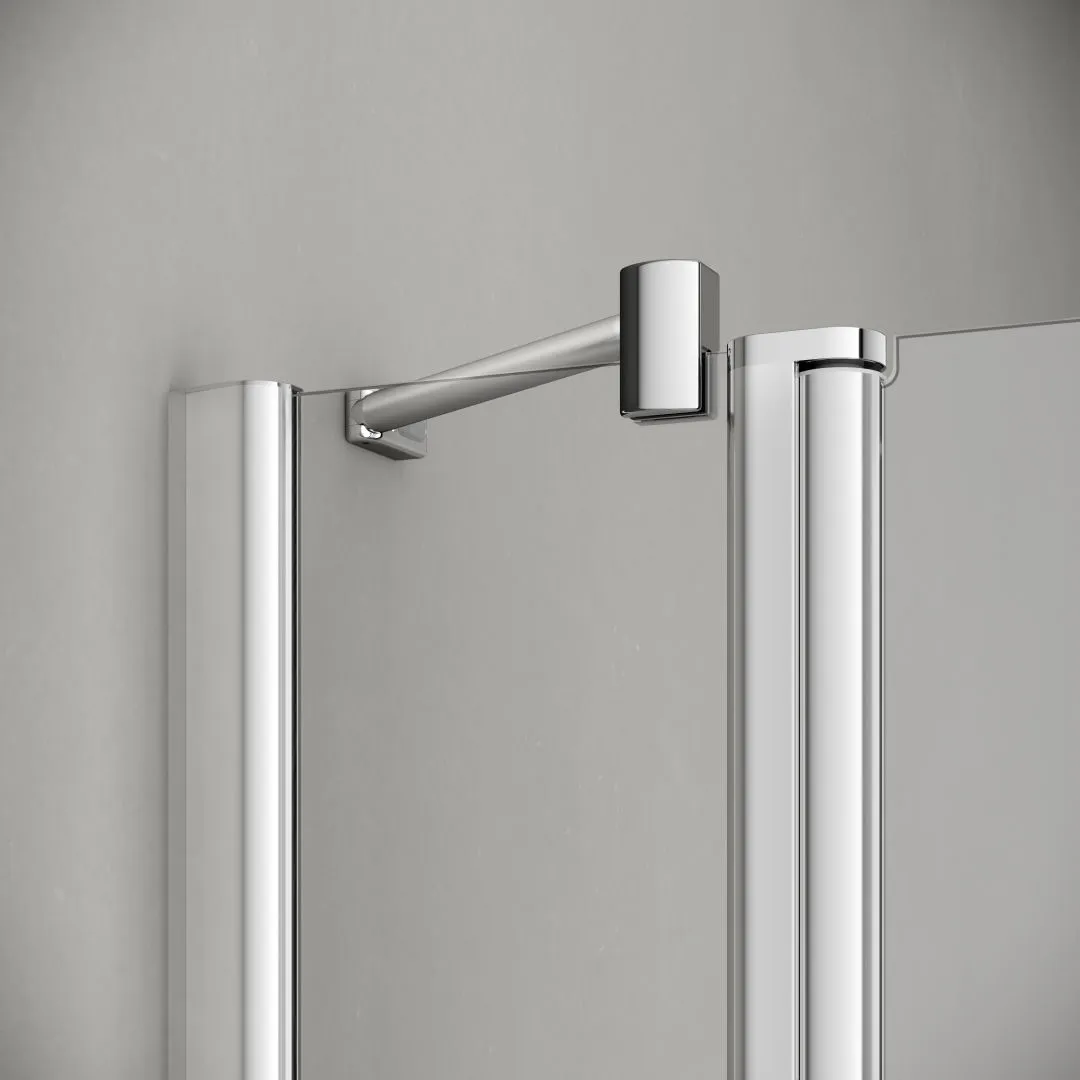 Kermi Duschtür Pendeltür 1-flügelig mit Festfeld links für Nische „PEGA“ Glas Klar, Profile Silber Hochglanz, BV: 780 - 805 mm WE: 780 - 805 mm H: 1850 mm