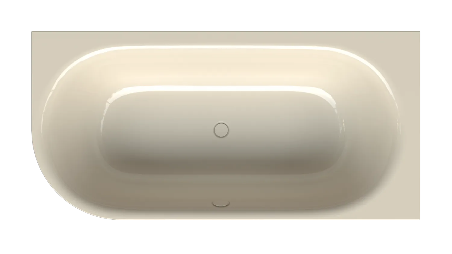 Bette BetteLux Oval V Silhouette Badewanne, Eck, Sonderform, 1950 x 950 mm, 575 mm Randhöhe, 2-Sitzer, Schürzenwanne, glasierter Titan-Stahl, Pergamon