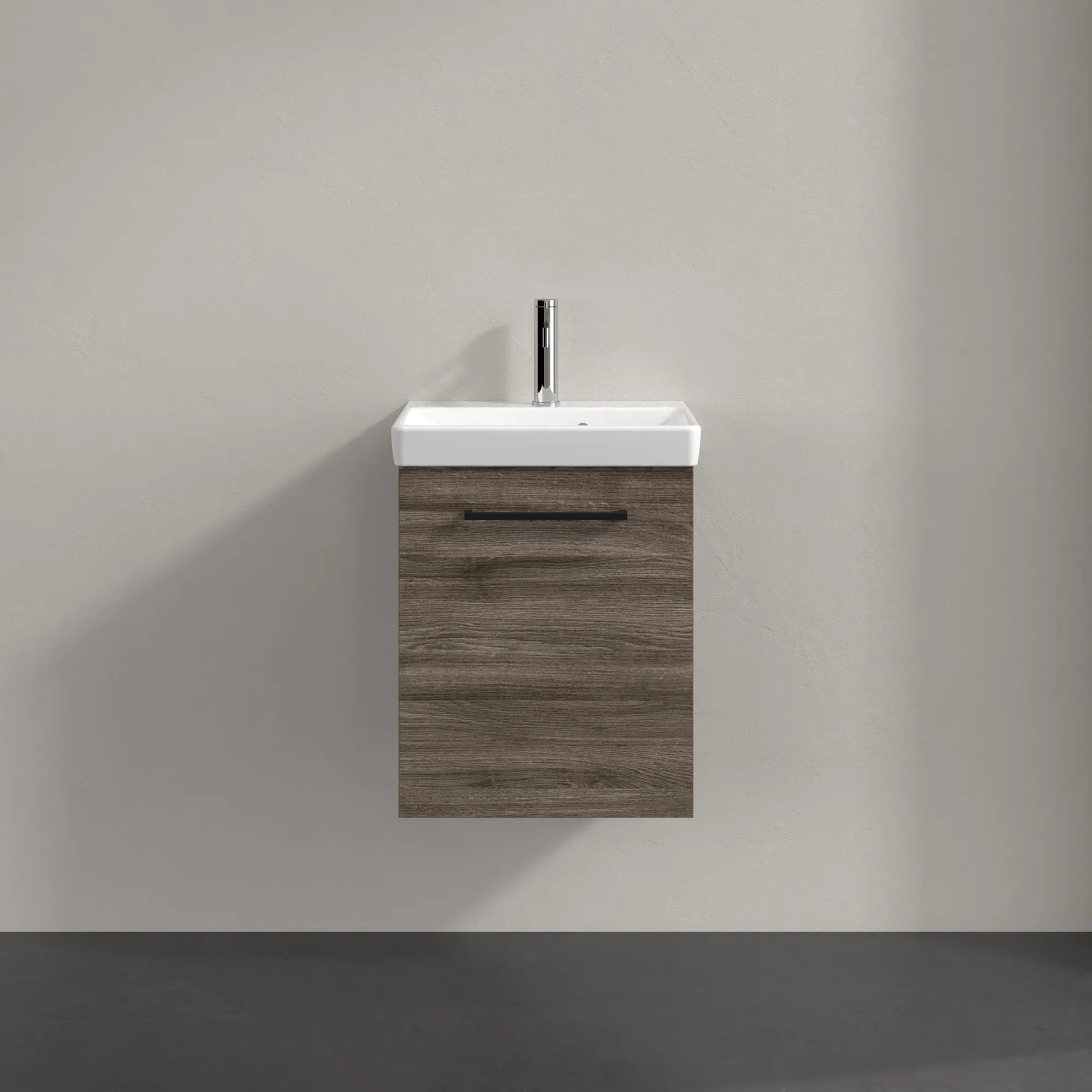 Villeroy & Boch Waschbeckenunterschrank Avento, Eckig Stone Oak, 426x514x350mm, 1 Tür, SoftClosing, Wandmontage