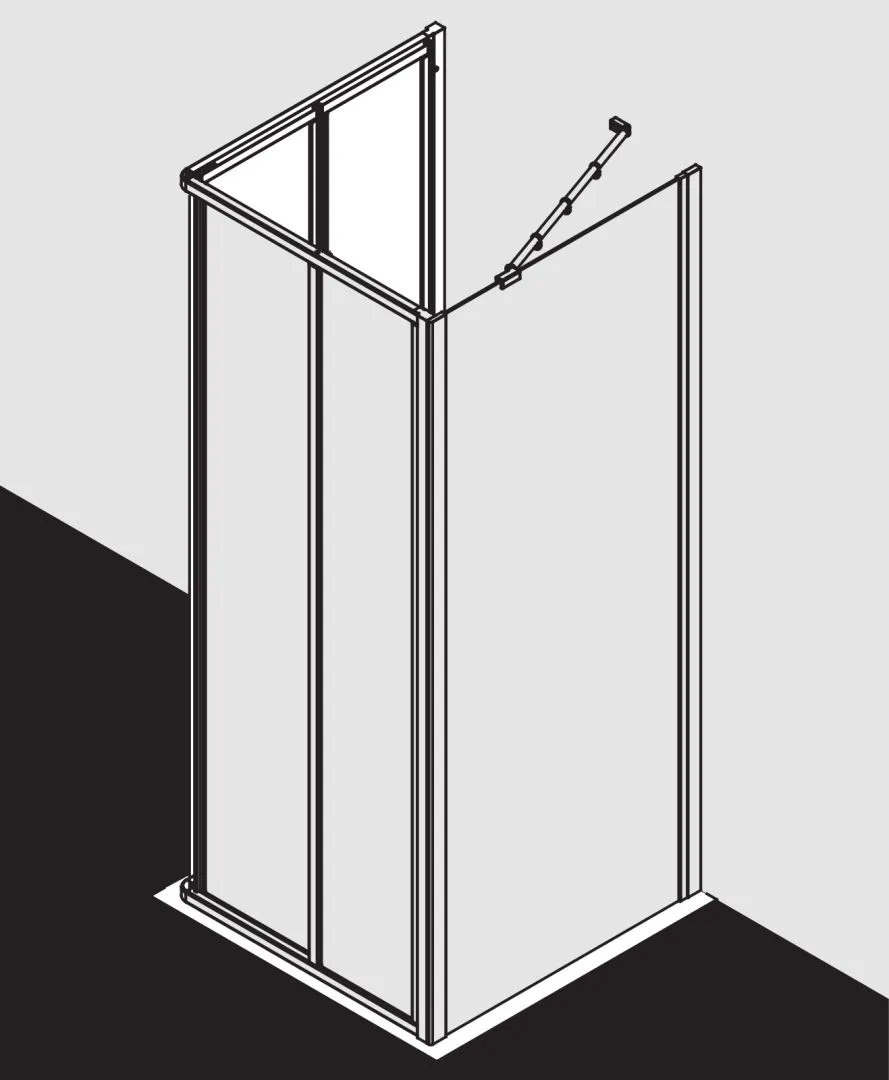 Kermi Duschdesign IBIZA 2000, Eckeinstieg 2-teilig (Falttür) - Halbteil, Silber Mattglanz, H 1750 mm