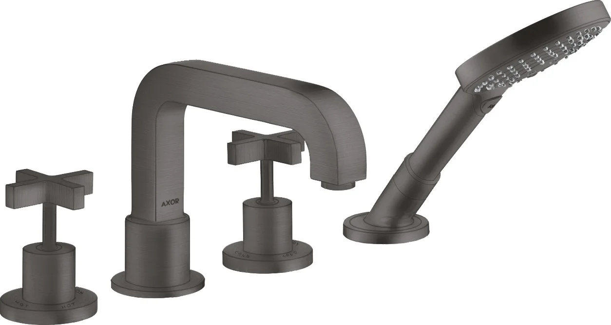 Hansgrohe AXOR Citterio 4-Loch Fliesenrandarmatur Brushed Black Chrome, Ausladung 190 mm, max. Durchfluss 21 l/min, RainAir/WhirlAir-Handbrause Hansgrohe AXOR Citterio 4-Loch Fliesenrandarmatur Brushed Black Chrome, Ausladung 190 mm, max. Durchfluss 21 l/min, RainAir/WhirlAir-Handbrause