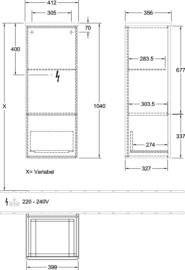 Villeroy & Boch Mittelschrank „Antao“ 41,4 × 103,9 × 35,6 cm Anschlag rechts Villeroy & Boch Mittelschrank „Antao“ 41,4 × 103,9 × 35,6 cm Anschlag rechts