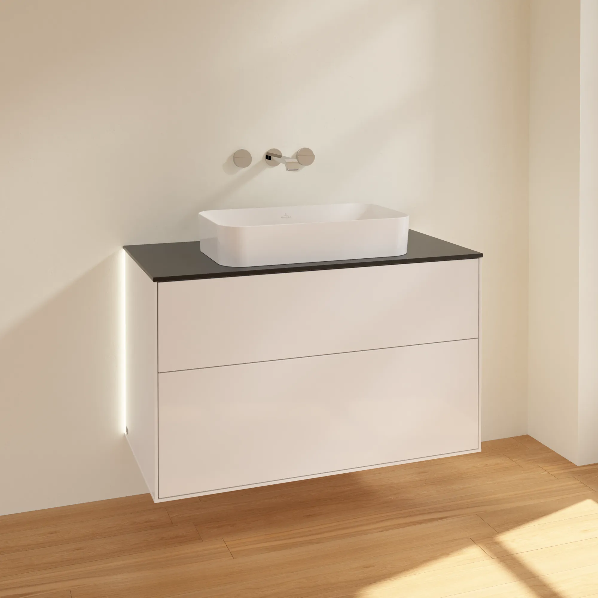 Villeroy & Boch Waschtischunterschrank „Finion“ für Schrankwaschtisch 1000 × 603 × 501 mm Glossy White Lacquer, ohne Hahnlochbohrung, für Becken mittig