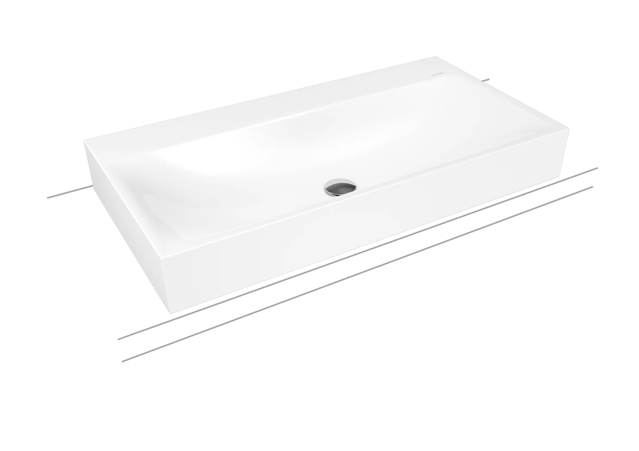 Kaldewei SILENIO Aufsatzwaschtisch, alpinweiß matt, 900 x 460 mm, Randhöhe 120 mm, mit 3-fach Hahnlochbohrung und Überlauf